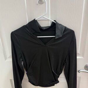 Black Long-Sleeve V-Neck Top